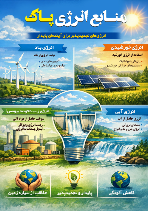 اینفوگرافی انرژی‌های پاک (تجدید پذیر)