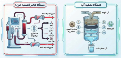 اینفوگرافیک دستگاه تصفیه آب و دستگاه تصفیه خون