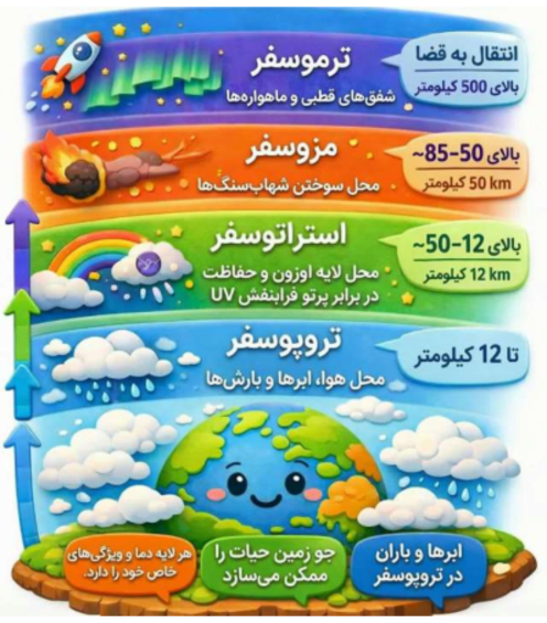 اینفوگرافیک لایه‌های هواکره 