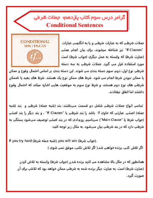 جزوه زبان یازدهم گرامر جملات شرطی نوع اول