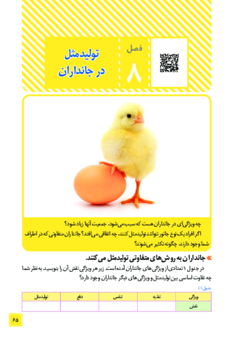 کتاب نوشت علوم هشتم فصل 8: تولید مثل در جانداران