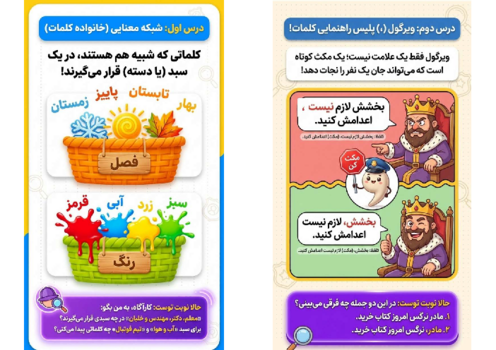 راهنمای واژه آموزی و دانش زبانی دروس فارسی کلاس چهارم