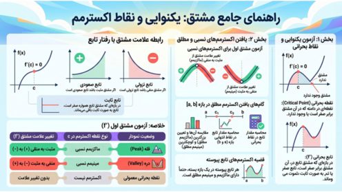 راهنمای جامع کاربرد مشتق (اکسترمم و بهینه سازی)