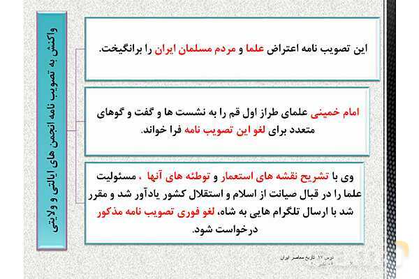 پاورپوینت تاریخ معاصر ایران یازدهم | درس 17: پیدایش نهضت روحانیت و اوج‌گیری بیداری اسلامی- پیش نمایش