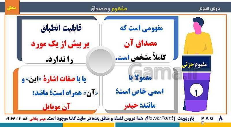 پاورپوینت منطق دهم دبیرستان | درس 3: مفهوم و مصداق- پیش نمایش