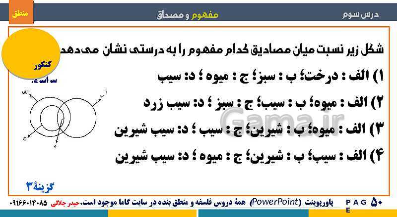 پاورپوینت منطق دهم دبیرستان | درس 3: مفهوم و مصداق- پیش نمایش