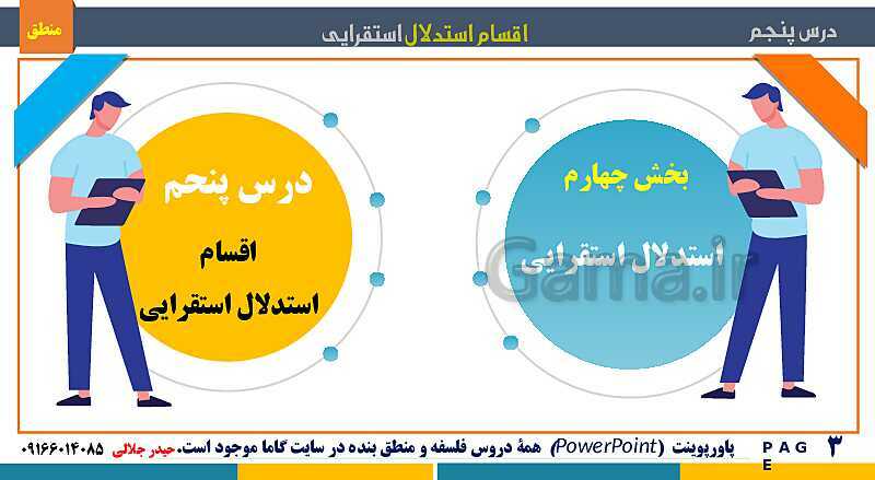 پاورپوینت منطق دهم دبیرستان | درس 5: اقسام استدلال استقرایی- پیش نمایش