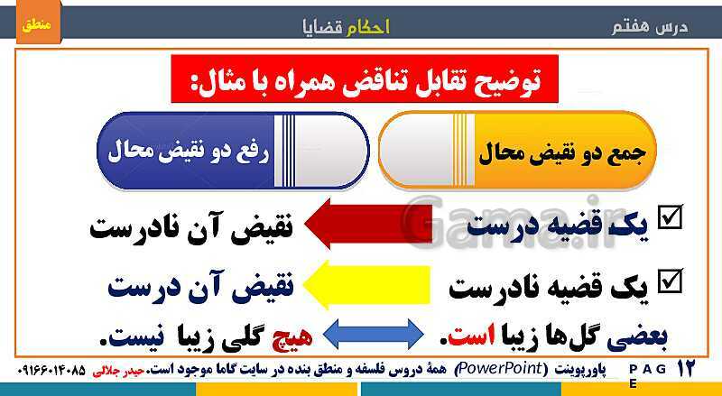 پاورپوینت منطق دهم دبیرستان | درس 7: احکام قضایا- پیش نمایش