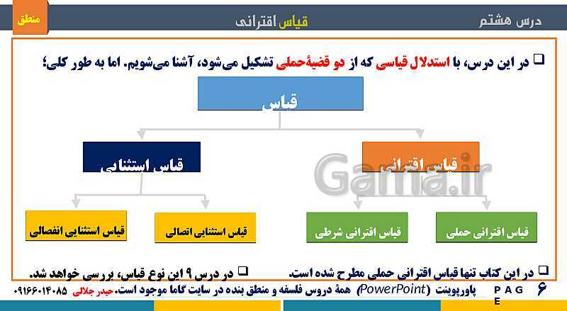 پاورپوینت منطق دهم دبیرستان | درس 8: قیاس اقترانی- پیش نمایش