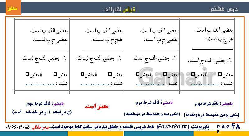 پاورپوینت منطق دهم دبیرستان | درس 8: قیاس اقترانی- پیش نمایش