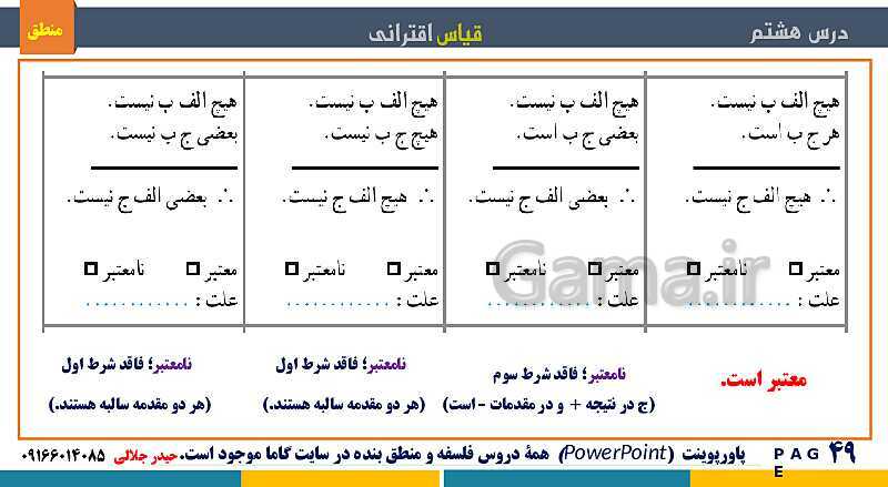 پاورپوینت منطق دهم دبیرستان | درس 8: قیاس اقترانی- پیش نمایش