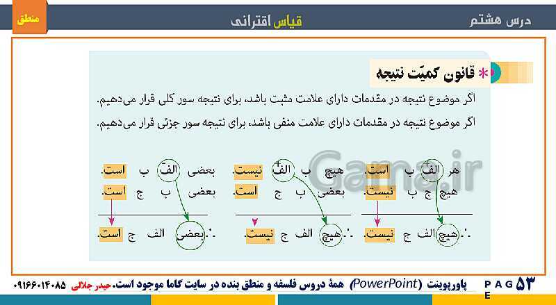 پاورپوینت منطق دهم دبیرستان | درس 8: قیاس اقترانی- پیش نمایش