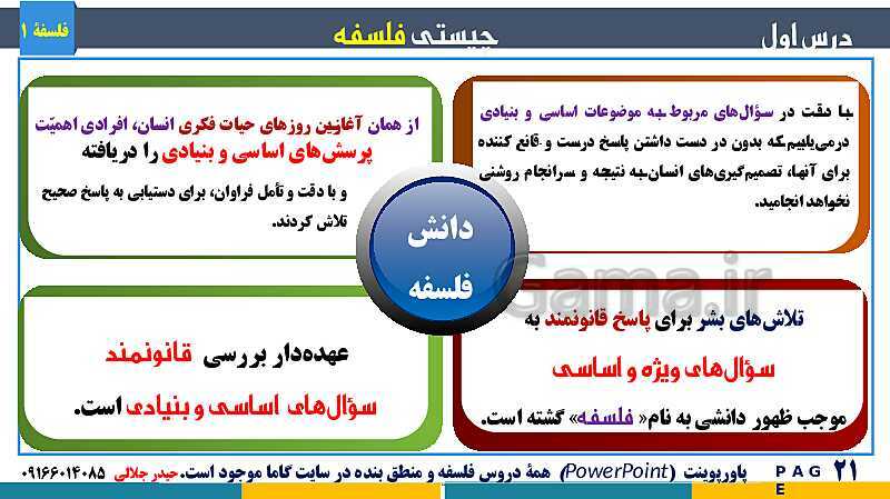 پاورپوینت تدریس مفهومی فلسفه یازدهم | درس 1: چیستی فلسفه- پیش نمایش