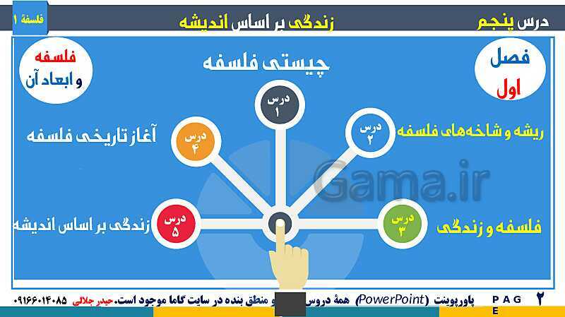 پاورپوینت تدریس مفهومی فلسفه یازدهم | درس 5: زندگی بر اساس اندیشه- پیش نمایش