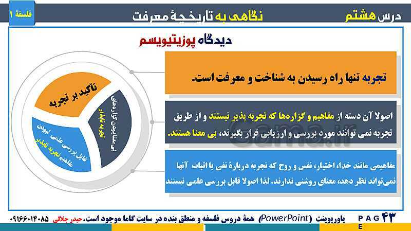 پاورپوینت تدریس مفهومی فلسفه یازدهم | درس 8: نگاهی به تاریخچه معرفت- پیش نمایش