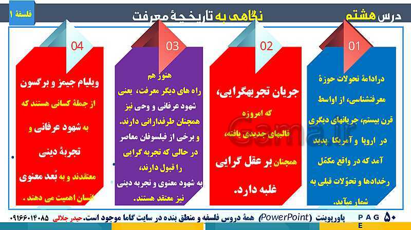 پاورپوینت تدریس مفهومی فلسفه یازدهم | درس 8: نگاهی به تاریخچه معرفت- پیش نمایش