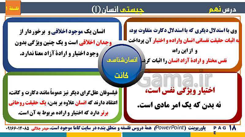 پاورپوینت تدریس مفهومی فلسفه یازدهم | درس 9: چیستی انسان (1)- پیش نمایش