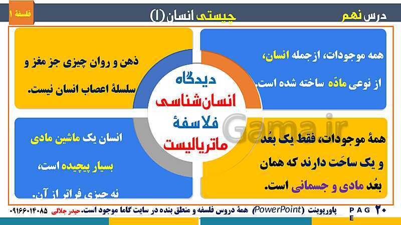 پاورپوینت تدریس مفهومی فلسفه یازدهم | درس 9: چیستی انسان (1)- پیش نمایش