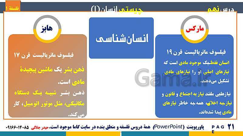 پاورپوینت تدریس مفهومی فلسفه یازدهم | درس 9: چیستی انسان (1)- پیش نمایش