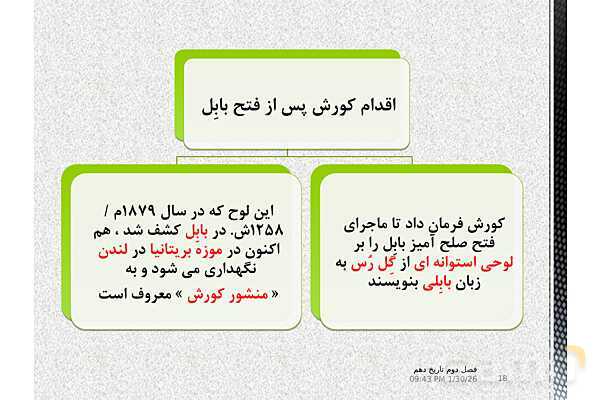 پاورپوینت تاریخ (1) دهم دبیرستان | درس 9: از ورود آریایی‌ها تا پایان هخامنشیان- پیش نمایش