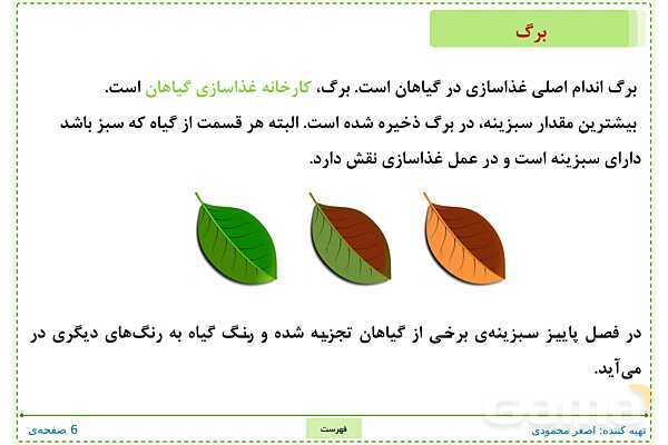 پاورپوینت تدریس علوم تجربی ششم دبستان | درس 11: شگفتی‌های برگ- پیش نمایش