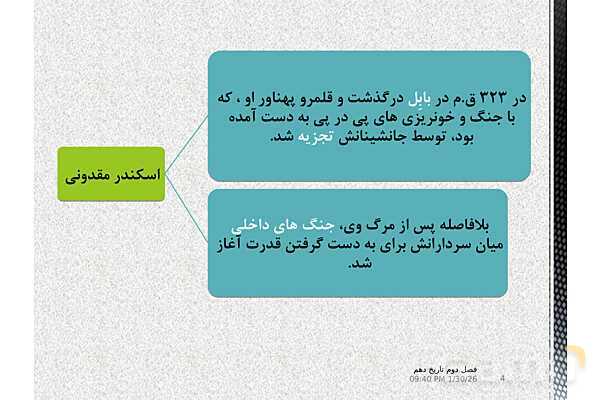 پاورپوینت تدریس با نمودار مفهومی تاریخ (1) دهم | درس 10: اشکانیان و ساسانیان (صفحه 90 تا 98)- پیش نمایش