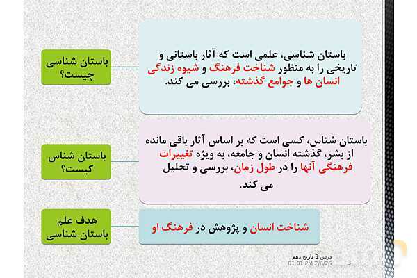 پاورپوینت تدریس تاریخ (1) دهم | درس 3: باستان‌شناسی؛ در جست‌و جوی میراث فرهنگی (صفحه 20 تا 28)- پیش نمایش