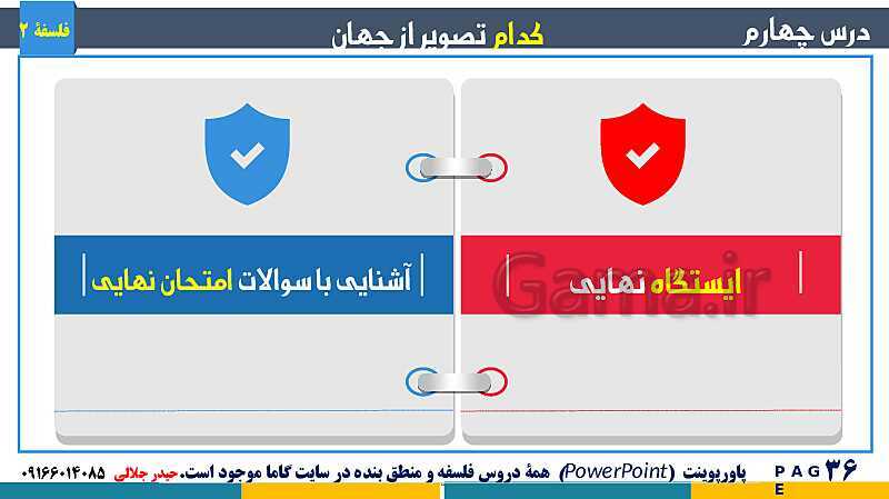 پاورپوینت تدریس و حل تست فلسفه (2) دوازدهم | درس 4: کدام تصویر از جهان؟- پیش نمایش