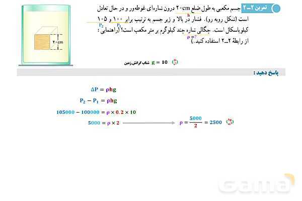 پاورپوینت تدریس و حل تمرین های فیزیک (1) دهم | فصل 2: فشار در شاره ها- پیش نمایش
