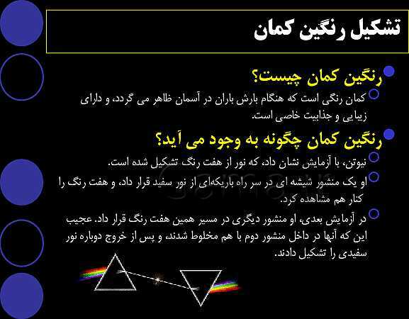  پاورپوینت آموزشی کتاب جدید علوم پنجم دبستان | درس سوم: رنگین کمان- پیش نمایش