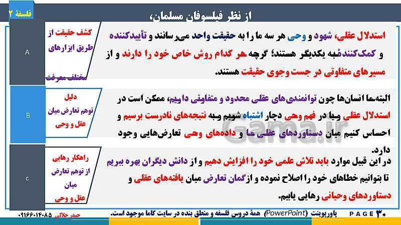 پاورپوینت تدریس و حل تست فلسفه (2) دوازدهم | درس 8: عقل در فلسفه (2)- پیش نمایش