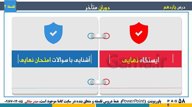 پاورپوینت تدریس و حل تست فلسفه (2) دوازدهم | درس 11: دوران متاخر- پیش نمایش