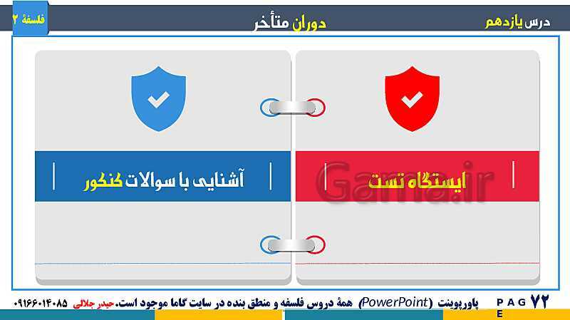 پاورپوینت تدریس و حل تست فلسفه (2) دوازدهم | درس 11: دوران متاخر- پیش نمایش