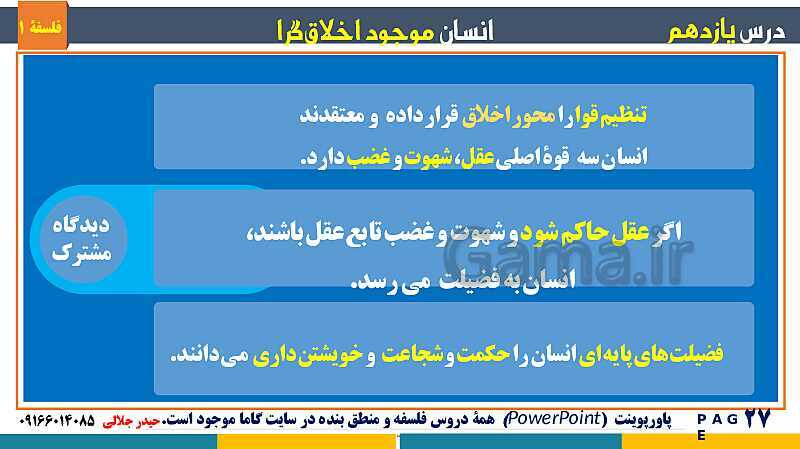 پاورپوینت تدریس مفهومی فلسفه یازدهم | درس 11: انسان، موجود اخلاق‌گرا- پیش نمایش