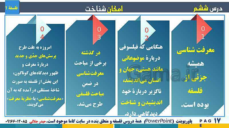 پاورپوینت تدریس مفهومی فلسفه یازدهم | درس 6: امکان شناخت- پیش نمایش