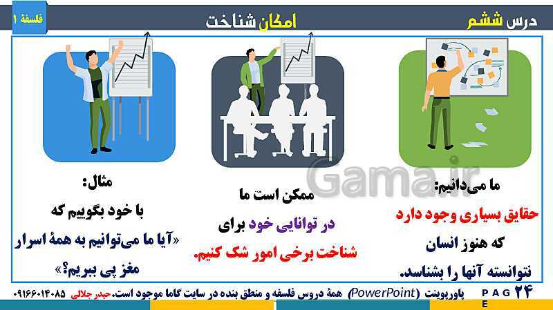 پاورپوینت تدریس مفهومی فلسفه یازدهم | درس 6: امکان شناخت- پیش نمایش