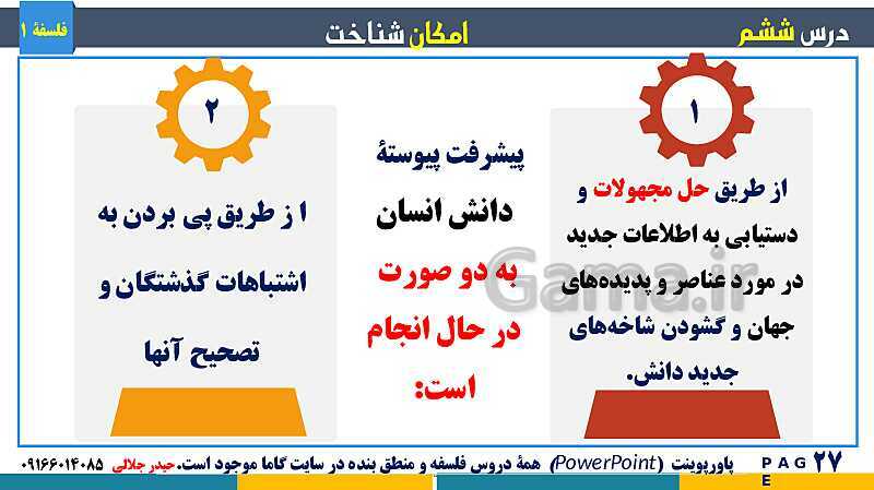 پاورپوینت تدریس مفهومی فلسفه یازدهم | درس 6: امکان شناخت- پیش نمایش