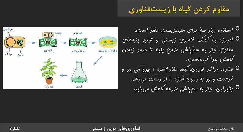 پاورپوینت تدریس گفتار 3 فصل 7 زیست دوازدهم: کاربردهای زیست فناوری- پیش نمایش