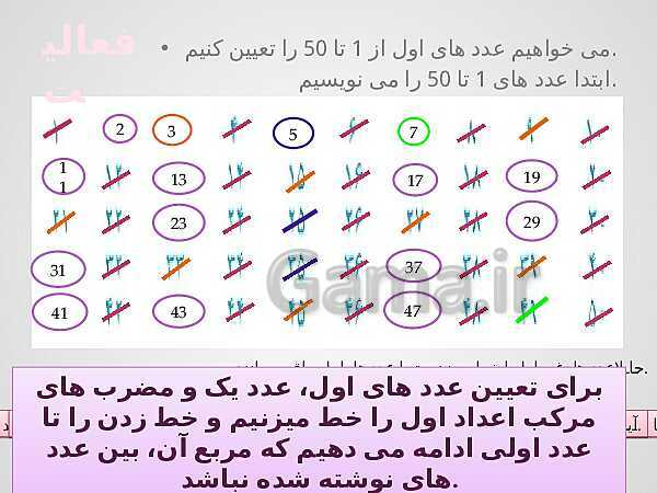 پاورپوینت آموزش درسی ریاضی هشتم | فصل 2: عددهای اول- پیش نمایش