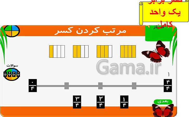 پاورپوینت پاسخ به فعالیت‌های کتاب درسی ریاضی سوم دبستان | فصل 3: عددهای کسری - پیش نمایش