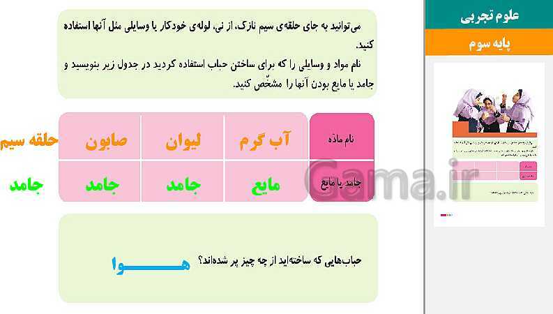 پاورپوینت متن کامل کتاب و پاسخ به فعالیت‌های علوم تجربی سوم دبستان | درس 1 تا 14- پیش نمایش