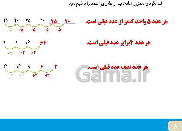 پاورپوینت پاسخ به فعالیت‌های کتاب ریاضی چهارم دبستان | فصل 1: اعداد و الگوها- پیش نمایش