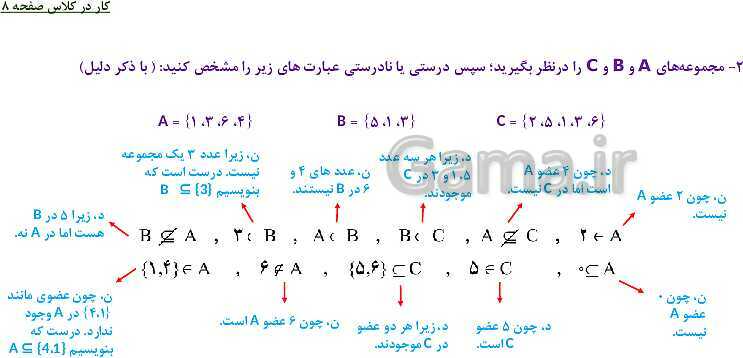 پاورپوینت حل فعالیت، کار در کلاس و تمرین های ریاضی نهم | فصل 1: مجموعه ها (درس 1 تا 4)- پیش نمایش