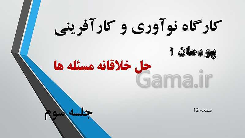 پاورپوینت آموزش کتاب درسی کارگاه نوآوری و کارآفرینی یازدهم | پودمان 1: حل خلاقانه مسئله‌ها- پیش نمایش