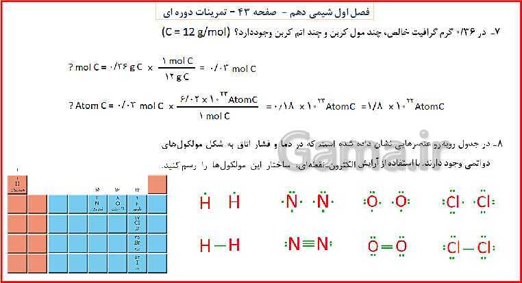 پاورپوینت شیمی (1) دهم به همراه پاسخ تشریحی تمرینات دوره‌ای- پیش نمایش