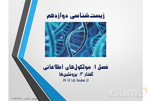 پاورپوینت زیست شناسی دوازدهم تجربی | فصل 1: مولکول های اطلاعاتی (گفتار 3: پروتئین‌ها)