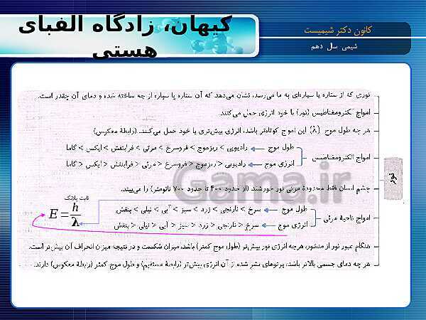 پاورپوینت آموزش شیمی (1) دهم با نمودار مفهومی | فصل 1: کیهان زادگاه الفبای هستی- پیش نمایش