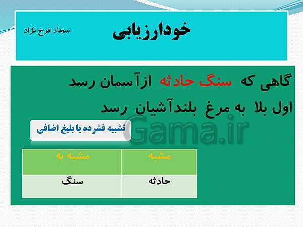 پاورپوینت علوم و فنون ادبی (2) یازدهم انسانی | درس 3: تشبیه- پیش نمایش