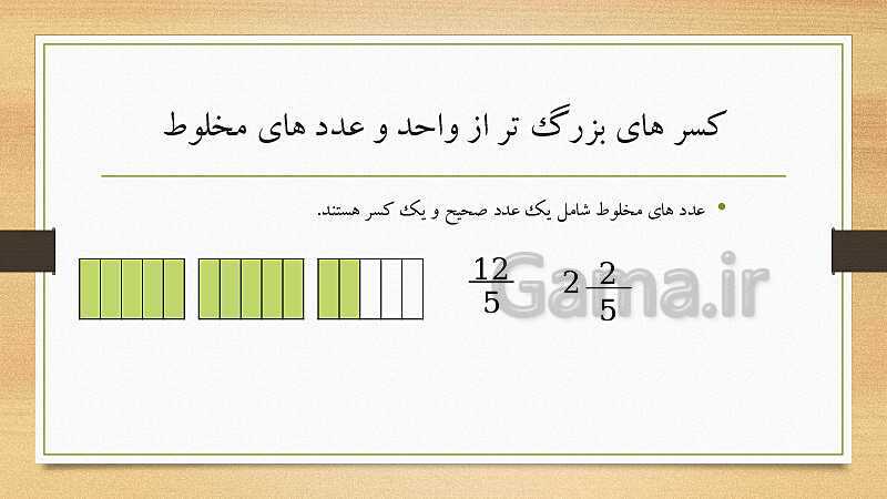 پاورپوینت آموزش ریاضی ششم دبستان | فصل 2: کسر- پیش نمایش