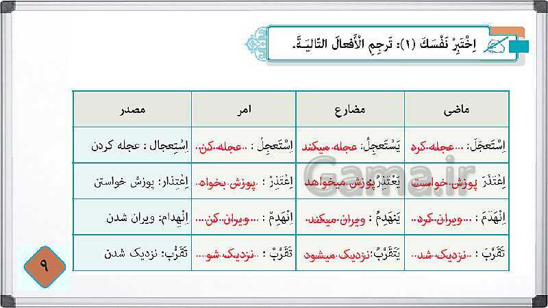 پاورپوینت آموزشی عربی (2) یازدهم هنرستان | درس 1: اَلتِّلميذُ النَّجّارُ- پیش نمایش